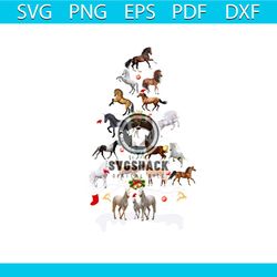 horse pinetree christmas svg, animal svg, many horse svg, white horse svg, santa hat svg, sock svg, christmas bells svg,