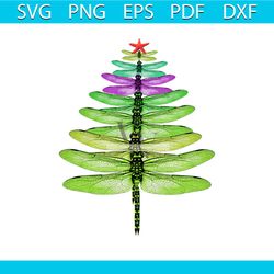 dragonfly pinetree christmas svg, animal svg, many dragonfly svg, colored dragonfly svg, christmas decoration svg, cute
