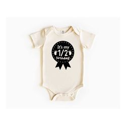 half birthday baby bodysuit, half birthday kids shirt, vintage natural kids gift, natural baby bodysuit