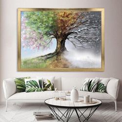 tree canvas painting ,glitter textured framed canvas, handcrafted glitter texture, framed wall art, framed canvas painti
