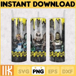 horror movies characters tumbler, halloween tumbler png, 20oz skinny tumbler, scary tumbler wrap, sublimation designs