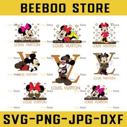 bundle disney louis vuitton svg, png, eps, dxf, pdf, mickey svg, mickey mouse svg, minnie mouse svg, mickey minnie svg,