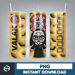 3d inflated halloween coffee tumbler wrap png, 3d horror movies tumbler wrap design, bubble 20oz tumbler wrap