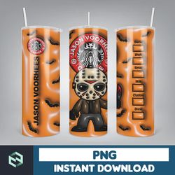 3d inflated halloween coffee tumbler wrap png, 3d horror movies tumbler wrap design, bubble 20oz tumbler wrap