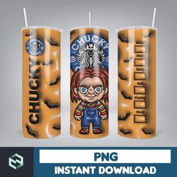 3d inflated halloween coffee tumbler wrap png, 3d horror movies tumbler wrap design, bubble 20oz tumbler wrap