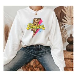 retro leopard teacher sweatshirt, teacher life sweater, best teacher gift, teacher appreciation sweat