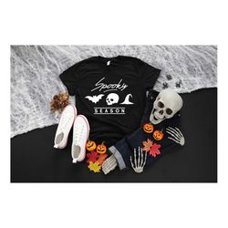 spooky season shirt, halloween tee, bat skull which hat, halloween vibes, halloween t-shirt