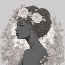 illustration the girl with flowers 1, vector graphics, digital download