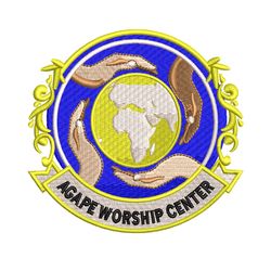 agape worship center embroidery design, agape worship center embroidery, logo design, embroidery file, instant download.