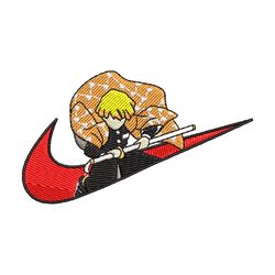 agatsuma zenitsu nike embroidery design, kimetsu no yaiba embroidery, nike design, anime design, digital download