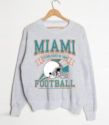 retro miami crewneck sweatshirt, football season tee, miami football shirt