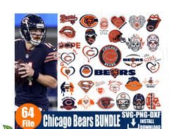 64 designs chicago bears football svg bundle, nfl logo svg
