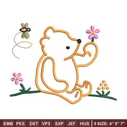 bear flower embroidery design, bear embroidery, embroidery file, embroidery shirt, emb design, digital download