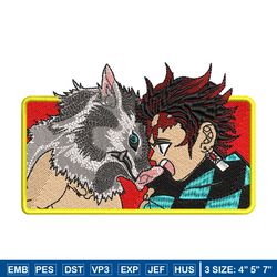 tanjiro and inosuke embroidery design, kimetsu no yaiba embroidery, anime design, anime shirt, digital download