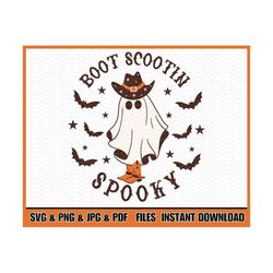 boot scoot spooky svg, western ghost svg, retro halloween design, cowboy ghost png , vintage ghost halloween, western ha