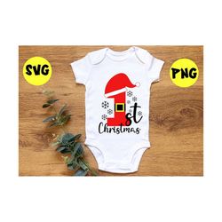 1st christmas svg ,png baby first christmas santa claus hat sublimation design svg, newborn 1st christmas family commerc