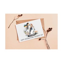 happy international women's day printable greeting card, diy card for her, digital download blank 5x7