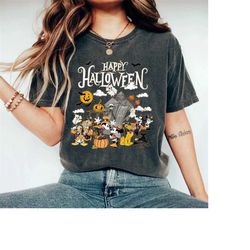 comfort color disney halloween 2023 shirt, mickey & friend halloween shirt, disney halloween skeleton shirt, halloween 2