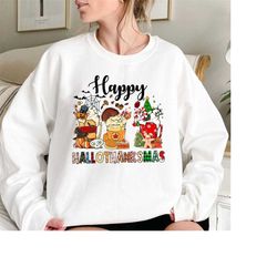 happy hallothanksmas coffee shirt, funny festival shirt, fall halloween shirt, cute fall season shirt, holiday shirt, pu