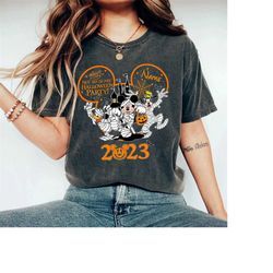 comfort color mickeys not so scary halloween shirt, disney halloween 2023 shirt, disney halloween skeleton shirt, hallow