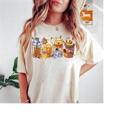 comfort colors winnie the pooh coffee latte shirt, vintage halloween winnie the pooh shirt, fall coffee shirt, cute hall