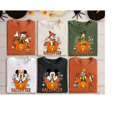 vintage disney mickey and friends halloween team shirt, disney halloween shirt retro, wdw magic kingdom shirt, halloween