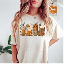 fall coffee shirt, halloween coffee shirt, cute pumpkin latte shirt, pumpkin spice latte shirt, coffee lover halloween s