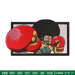 afro luffy embroidery design, one piece embroidery, embroidery file, anime design, anime shirt, digital download