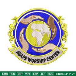 agape worship center embroidery design, agape worship center embroidery, logo design, embroidery file, instant download.