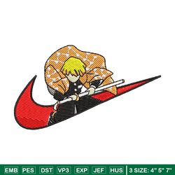 agatsuma zenitsu nike embroidery design, kimetsu no yaiba embroidery, nike design, anime design, digital download