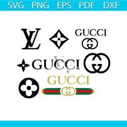 Gucci Louis Vuitton Logo Bundle Svg, Brand Svg, Gucci Svg, Louis Vuitton Svg, Louis Vuitton Logo Svg, Fashion Logo Svg,