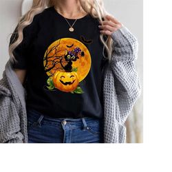 black cat  with pumpkin halloween shirt, black cat halloween shirt, black cat vintage halloween shirt, spooky season shi