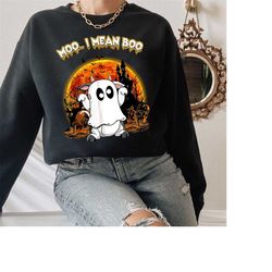 moo... i mean boo sweatshirt, halloween highland cow shirt, happy halloween shirt, halloween gifts, spooky cow shirt, sp
