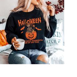 it's the most wonderful time shirt, halloween shirt, skeleton fall halloween, skeleton pumpkin halloween,fall halloween