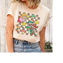 super mario shirt, mario game cute vintage, mario car games kids shirts, kart friends tee, super mario birthday shirt, m