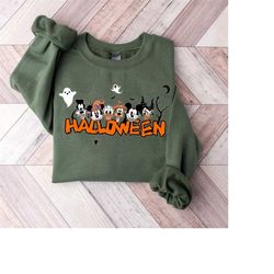 mickey and friends halloween team sweatshirt, disney halloween shirt, wdw magic kingdom shirt, halloween matching shirt,