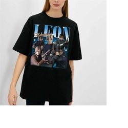 blue leon shirt, leon vintage shirt, leon residence evil shirt, horror game sweashirt, leon re4 shirt, leon s. kennedy v