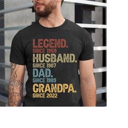 personalized dad grandpa shirt, father's day shirt, husband father grandpa legend, grandfather custom dates, funny dad b