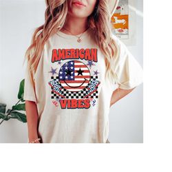 retro american vibes shirt, 4th of july shirt, american babe tee, america patriotic shirt, independence shirt,red white