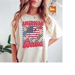 american smiley face shirt, american babe shirt, independence day shirt,4th of july shirt,american shirt,retro usa flag