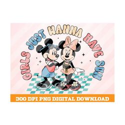 Girls Just Wanna Have Sun Png, Minnie Mouse png, Mickey png, American png, American Sublimation Png, USA png, Sublimatio
