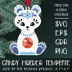 baby bear | christmas ornament | candy holder template svg | sucker holder paper craft