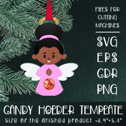 black girl angel | christmas ornament | candy holder template svg | sucker holder paper craft