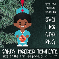 black man doctor | christmas ornament | candy holder template svg | sucker holder paper craft