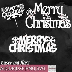 3 in 1 pack template. topper merry christmas! cnc, laser cut template, woodworking plans, svg laser cut files dxf