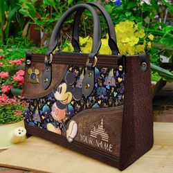 personalized magic mickey handbag, anniversary mickey handbag, disney leatherr handbag