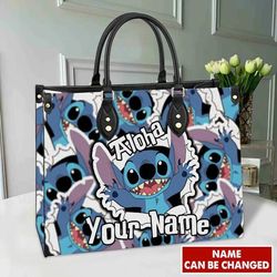 personalized stitch ohana collection handbag, anniversary stitch handbag, disney leatherr handbag