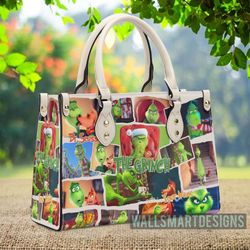 personalized the grinch art collection handbag, the grinch handbag, grinch leatherr handbag