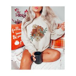 floral fall png, fall png, fall teacher sublimation, trendy fall shirt design, retro fall png, teacher, pumpkin season,