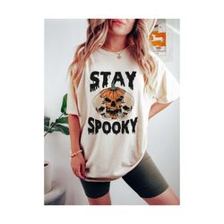 retro halloween png, halloween skeleton png, stay spooky png, dancing skeleton png, trendy halloween design,spooky seaso